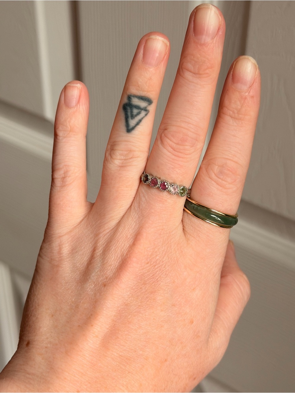 Multicolor Gemstone Stackable Ring - adjustable - Picture 4 of 7